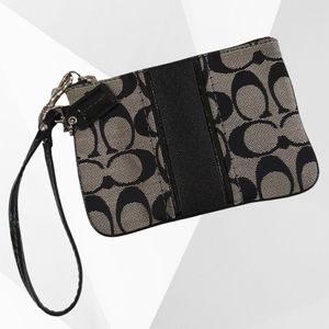 Coach Grey/Black Canvas Wristlet